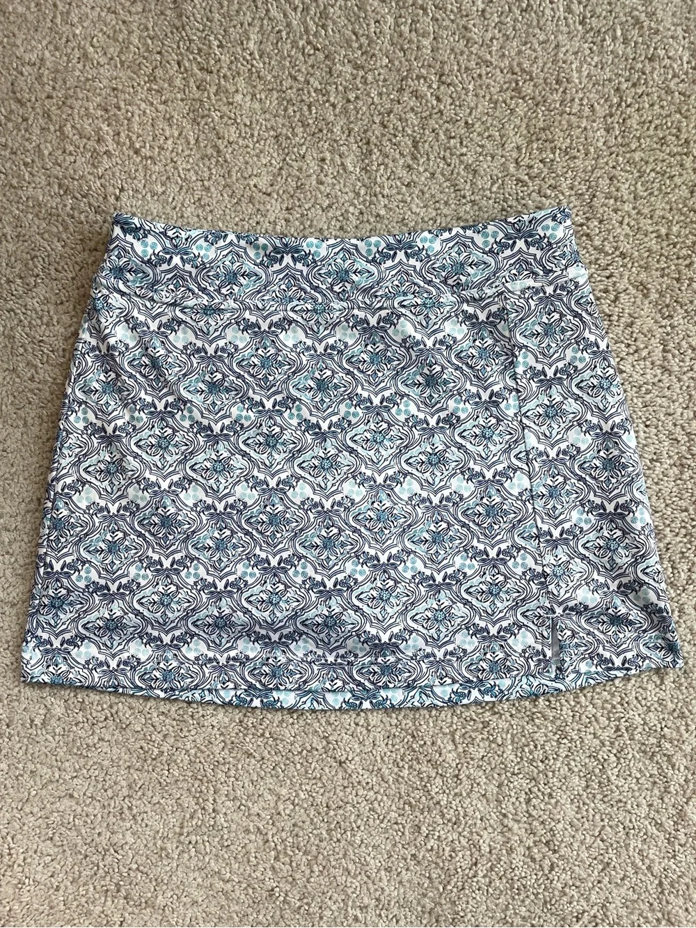 PGA Tour Blue White Motif Print High Rise Athletic Golf Skort Size Small